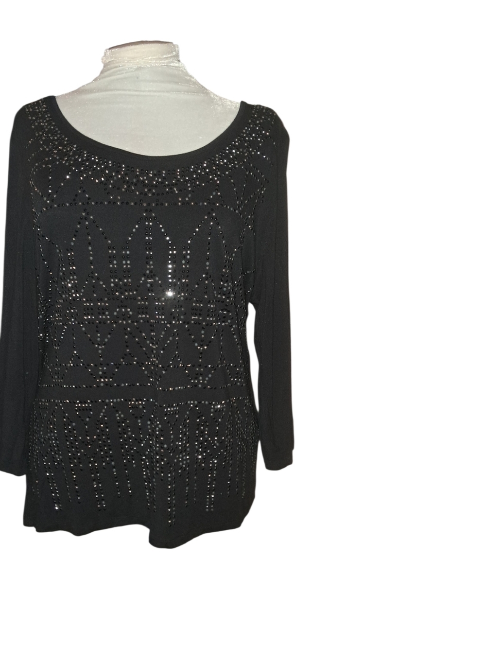 Calvin Klein Black Embellished Scoop Neck Top